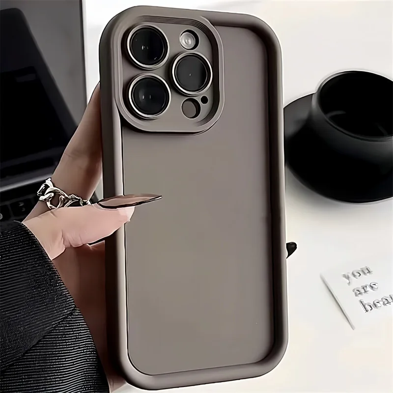 thumbnail image 1 of Funda de silicona suave con acabado mate para iPhone 16, 15 Pro Max, iPhone 14, 13, 12, 11, XS, XR, X, 7, 8 Plus, a prueba de golpes, 1 of 4