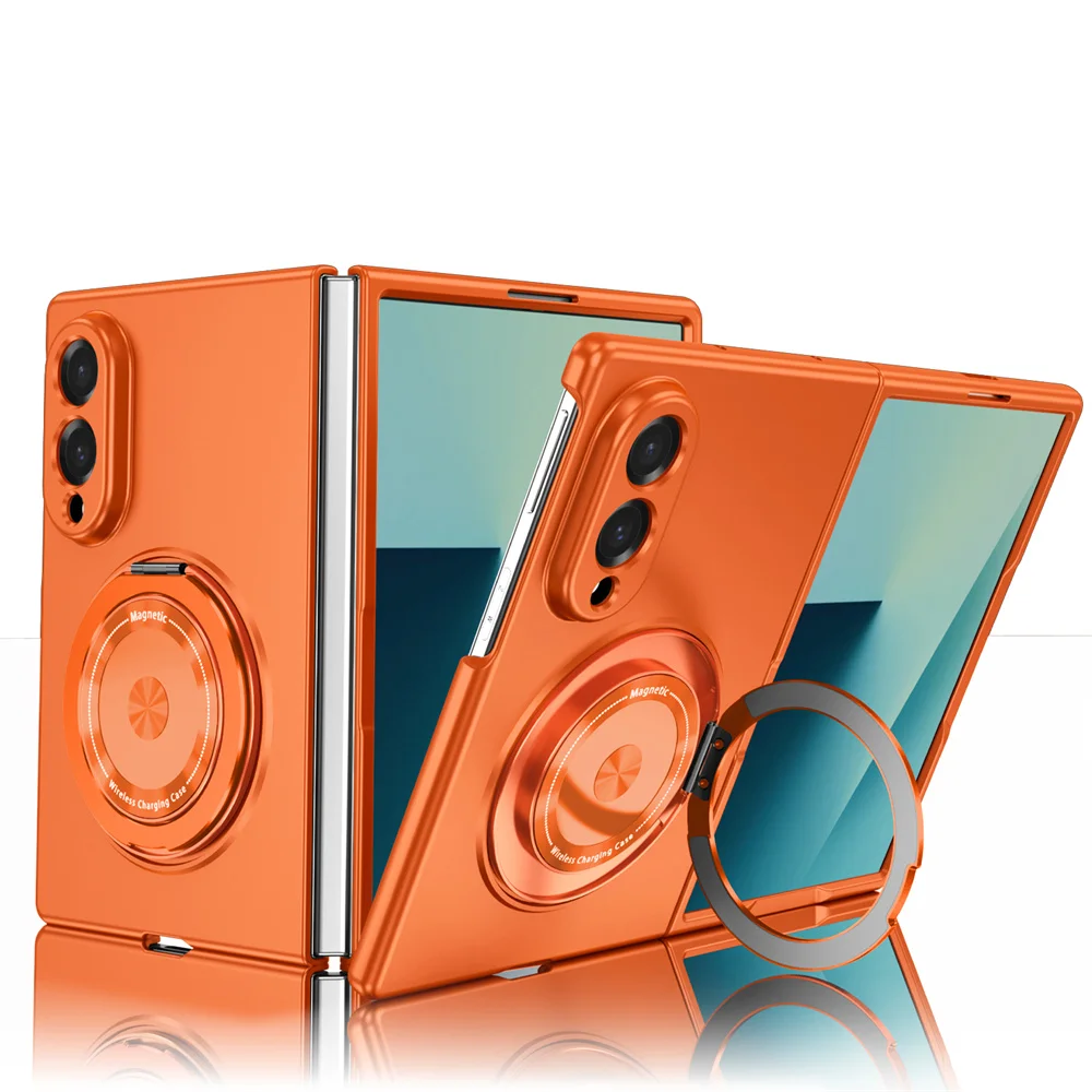 Luxury Rotating Magnetic Stand Phone Case with Lens Protector - Solid Color Cover