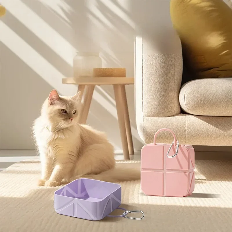 접이식 휴대용 실리콘 야외 식기 강아지 고양이 물그릇 캠핑 그릇