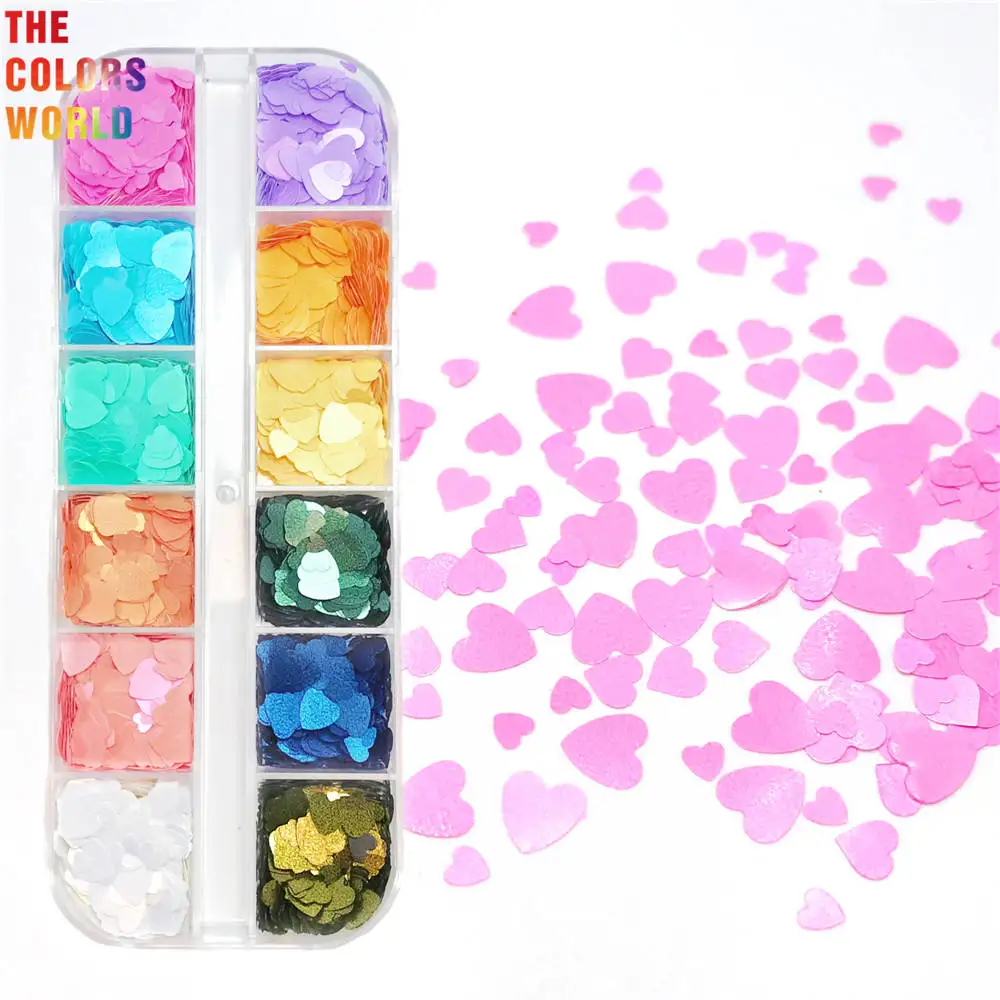 

TCT-501 Valentine's Day Heart Nails Glitter Nail Art Decoration uñas маникюр 네일 Crafts Nails Accessories Festival Party Supplier