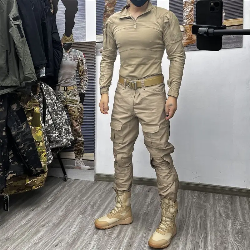 Spring Autumn Men's Outdoor Costume Camouflage Overalls Stretch Repair Fitness Card Its Black Casual Pants Safari Suits for Men spring summer camouflage suit men s outdoor training suit wear cotton overalls mechanics labor insurance clothing