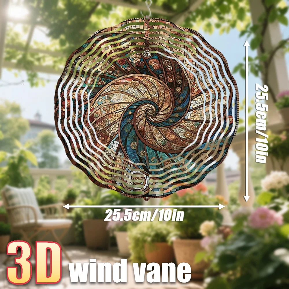 3D 금속 바람개비 10인치 나선형 정원 장식품 야외 마당 예술 장식품 회전 후..