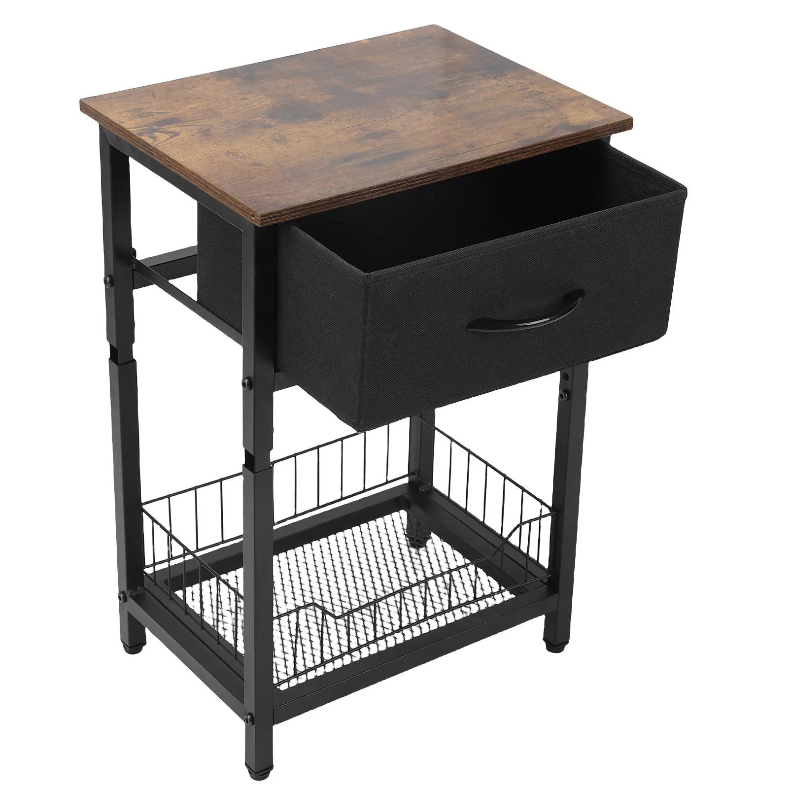 Side Table for Bedroom Bedroom End Table Nightstand with Fabric Drawer Carbon Steel Frame Bedside End Table for Bedroom Modern
