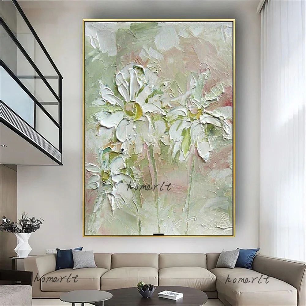 

100% Hand-Painted Oil Painting Home Decor Painting Abstract Scenery Flowers Outline Canvas Painting Graffiti Wall Art