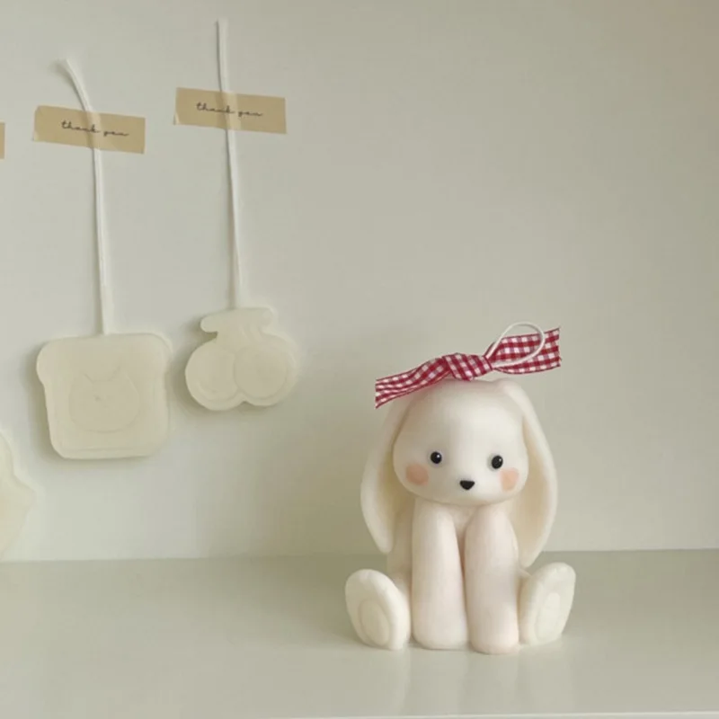 Sitting Rabbit Silicone Candle Mold 3D Cute Rabbit Animal Plaster Resin Soap Candle Making Supplies Home Decor Wedding Gifts