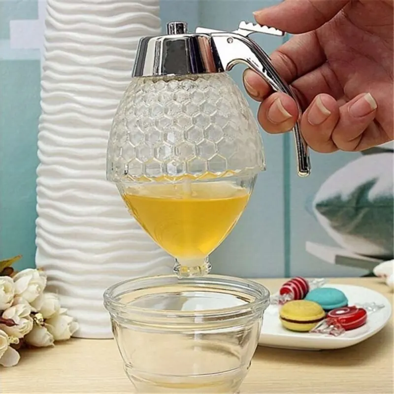 Juice Syrup Cup Bee Drip Dispenser Kettle Kitchen Accessories Honey Jar  Container Storage Pot Stand Holder Squeeze Bottle