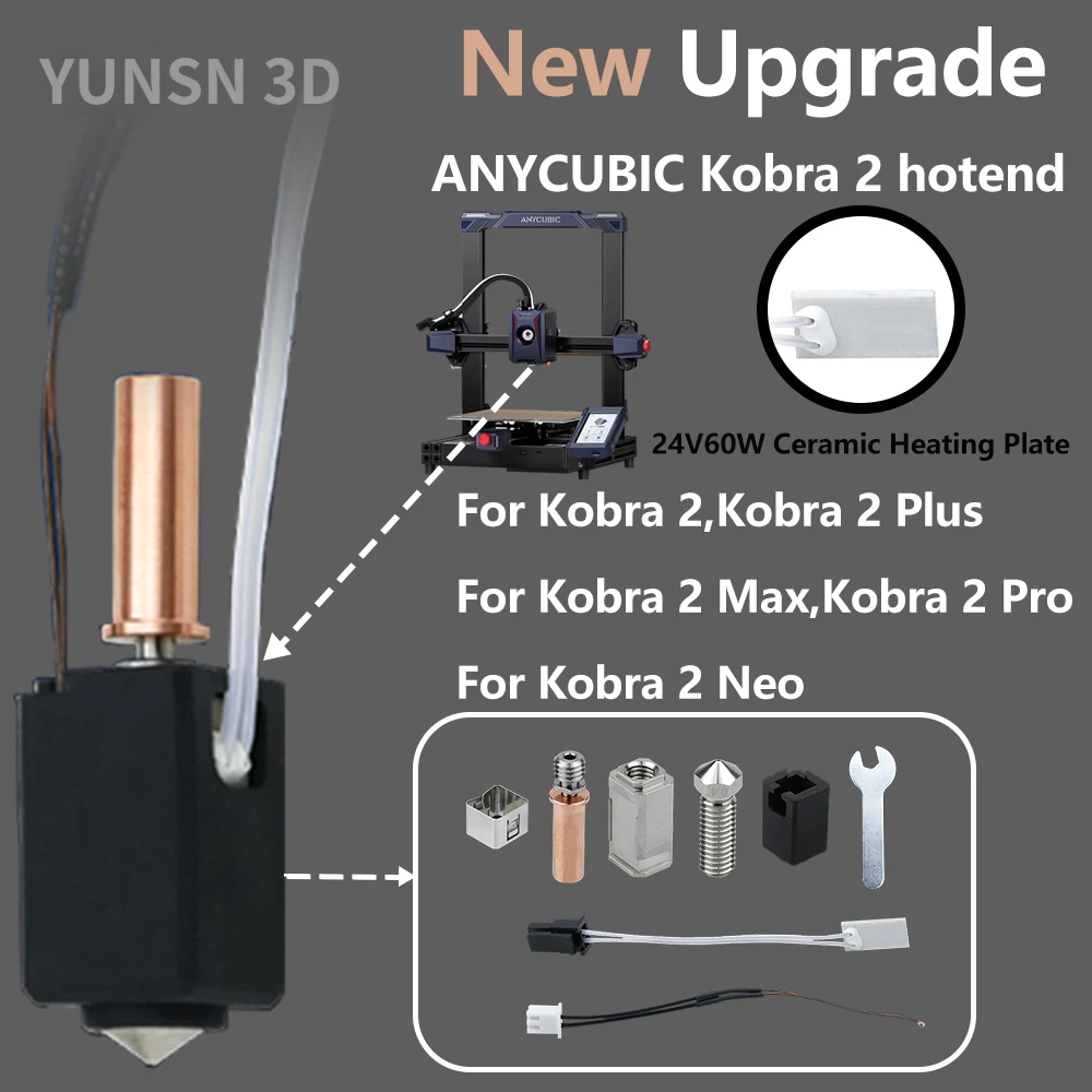 Обновление для Anycubic Kobra 2 Hotend Kit, термисторный нагреватель картридж 0,4 мм Печать Hot End для 3D принтера Kobra2 Plus/Neo/Kobra2