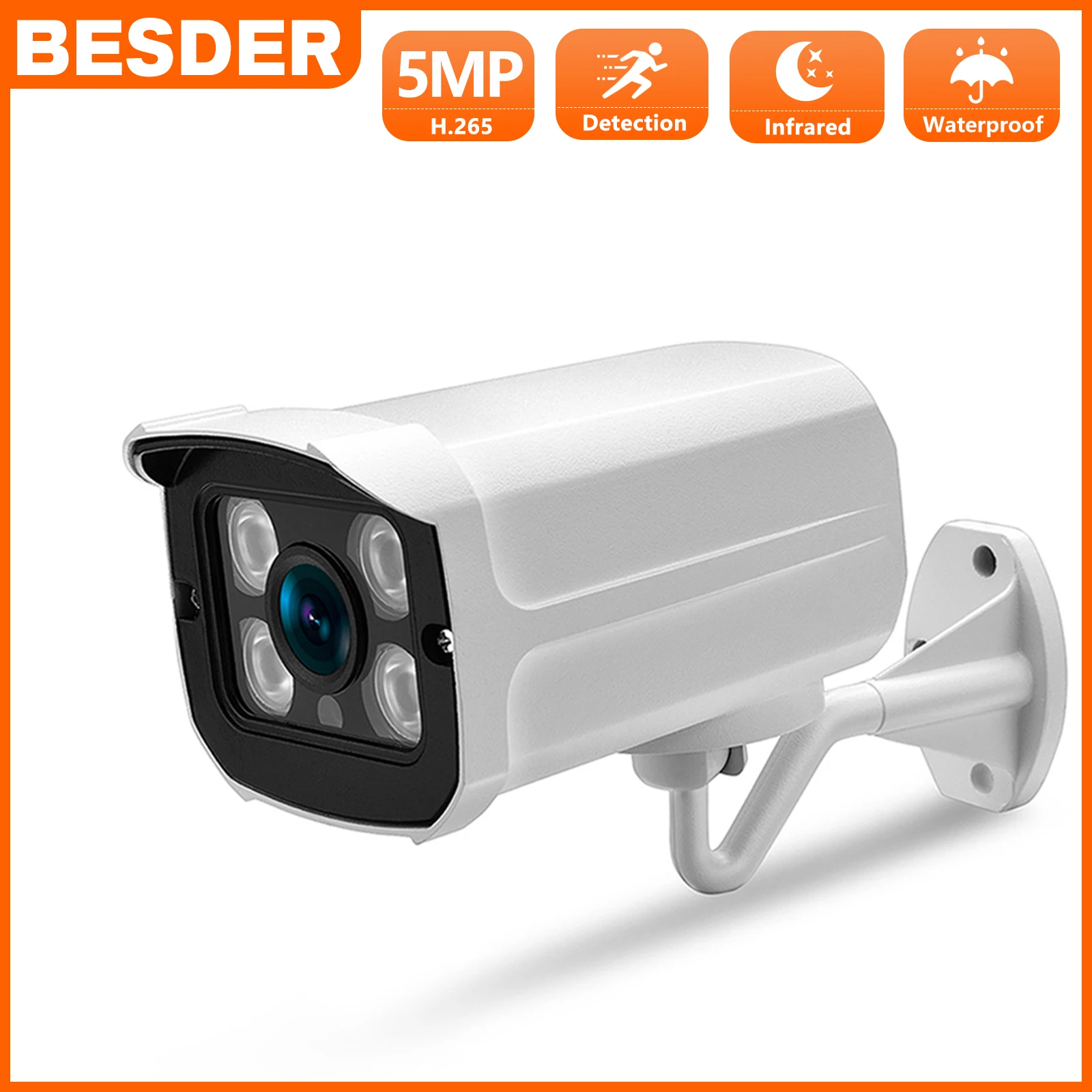 5MP MegaPixel 2592*1944 Outdoor Array LED POE Network P2P Bullet CCTV IP Camera 