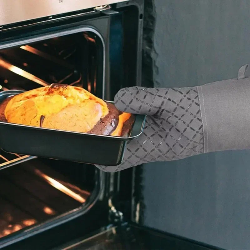 1PC Kitchen Baking Protective Gear Microwave Long Style Oven Mitts Kitchen Gloves Insulated Anti-Hot Mitts Gloves