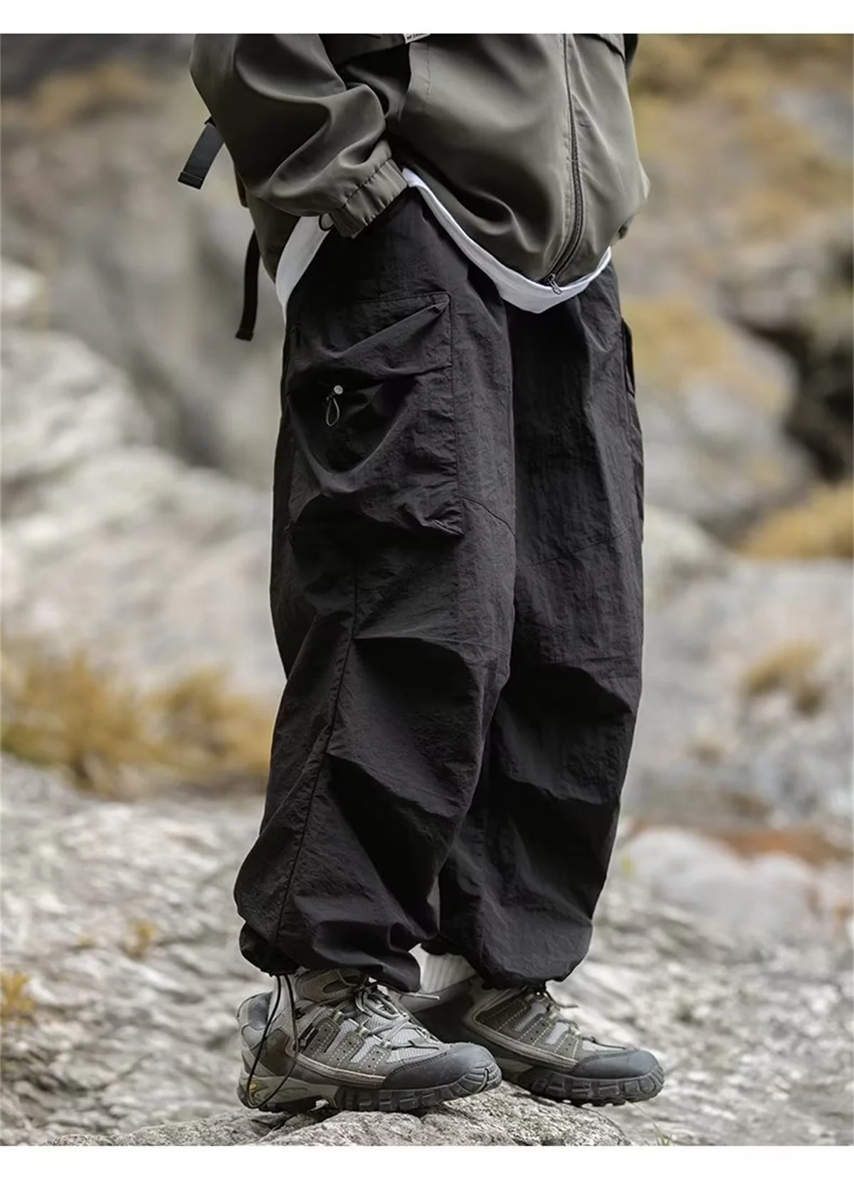 New Trendy New Men's Spring/Summer Breathable Outdoor Cargo Parachute Pants Leisure Hiking Mountaineering Water-resist Pants