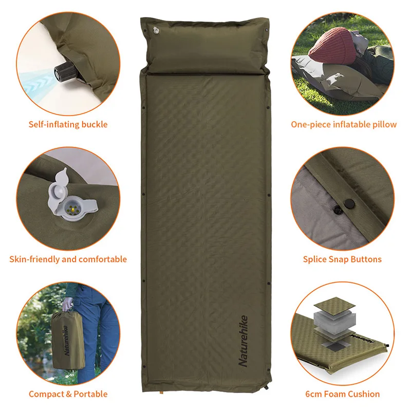 Air Mattress Self-inflating Mat Outdoor Camping Sleeping Pad Hiking Inflatable Mattress Travel Air Bed 1 2 Person inflatable mattress