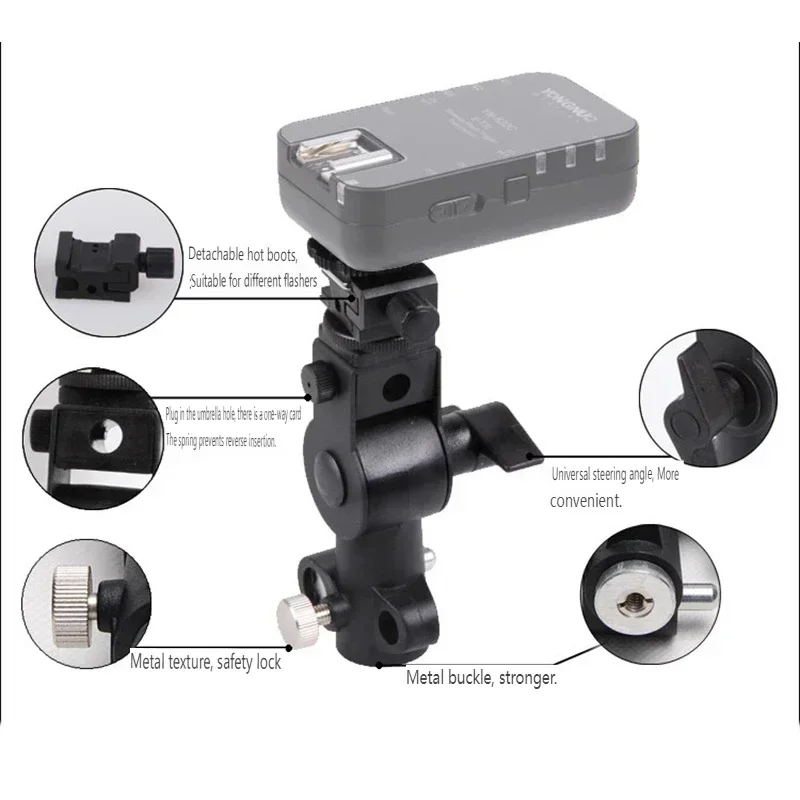 Type D Flash Hot Shoe Umbrella Holder Mount Bracket 1/4 "to 3/8" Screw Adapter for Camera Flash LED light Light stand