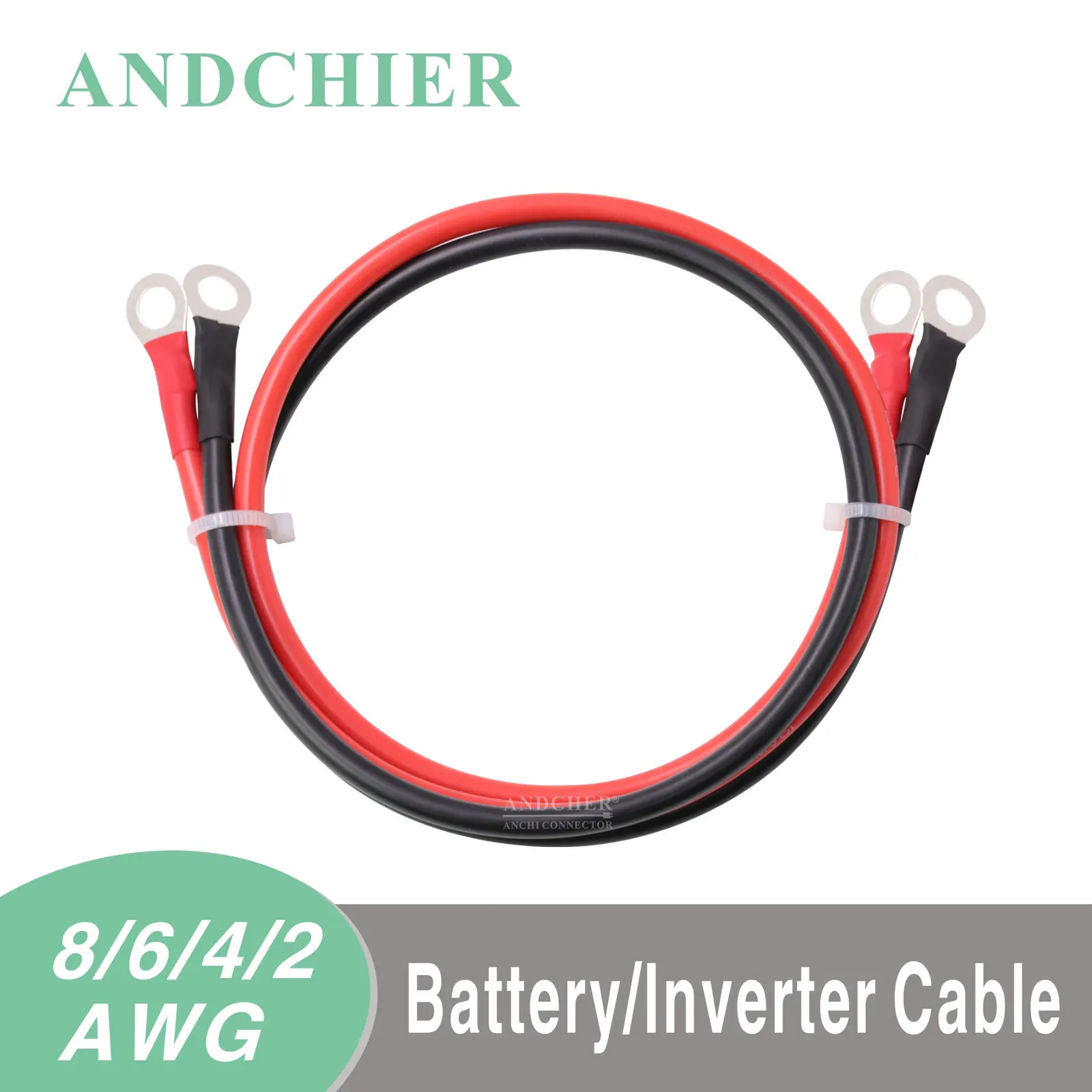 Cavo Inverter Batteria 30 Cm 2AWG Nero – Terminali In Rame Stagnato 3/8 E 5/16