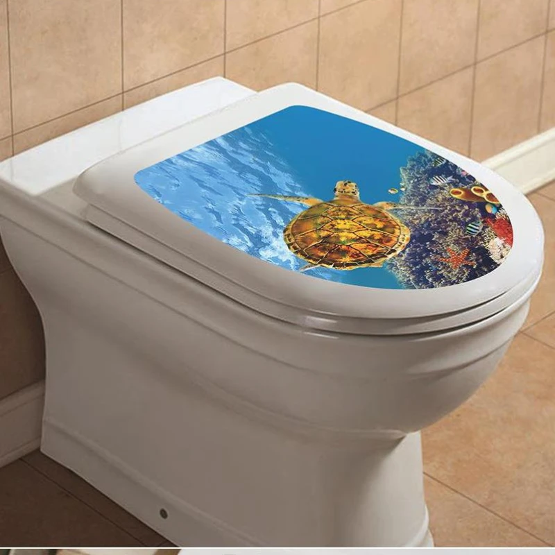 Underwater World Universe Starry Sky Flower Sea Shell Seaside Scenery Toilet Stick Self Adhesive Bathroom Stickers