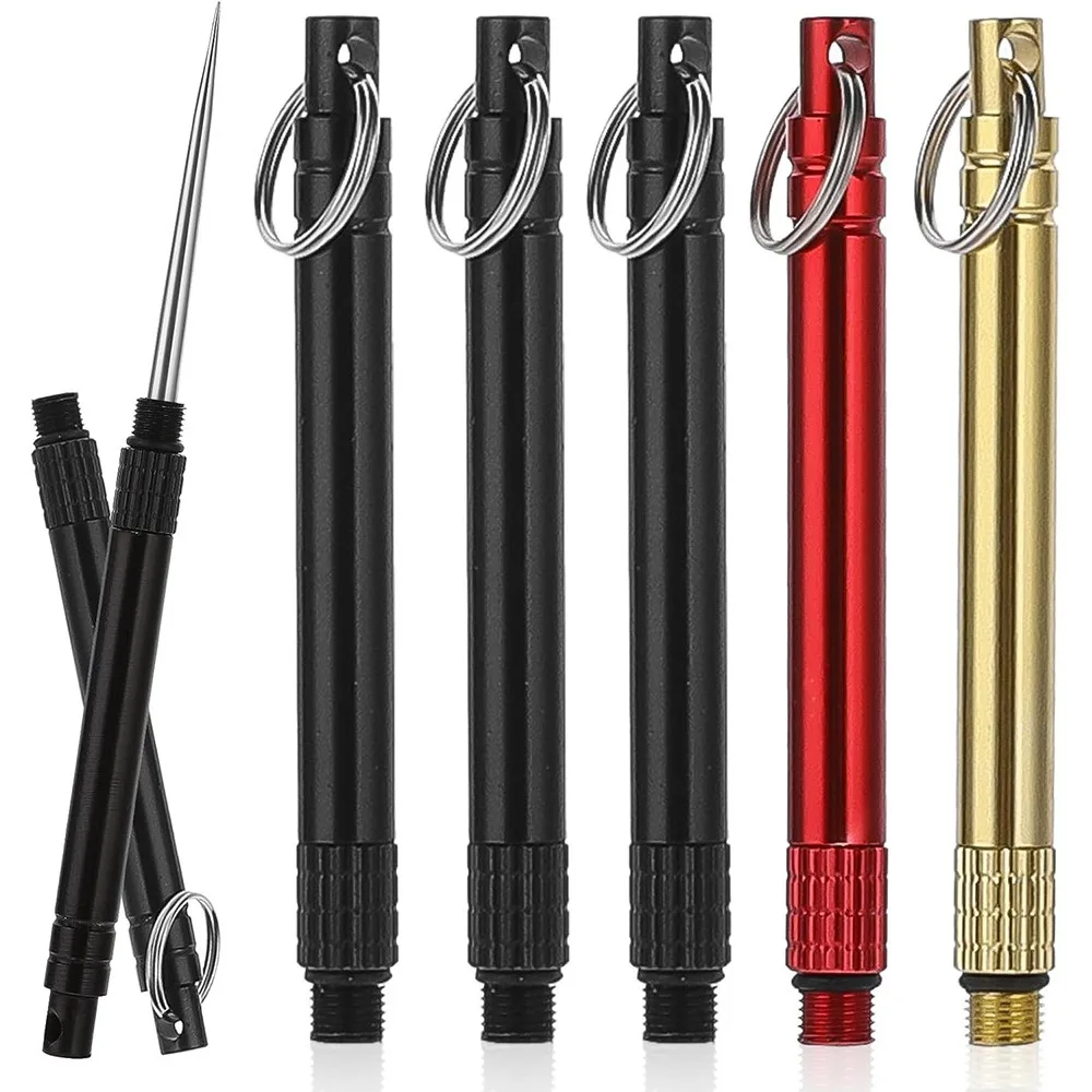 Iron EDC Telescopic Toothpick Keychain Pendant Gift Fruit Fork Camping Pocket Toothpick Holder Unpacking Tool 1PC
