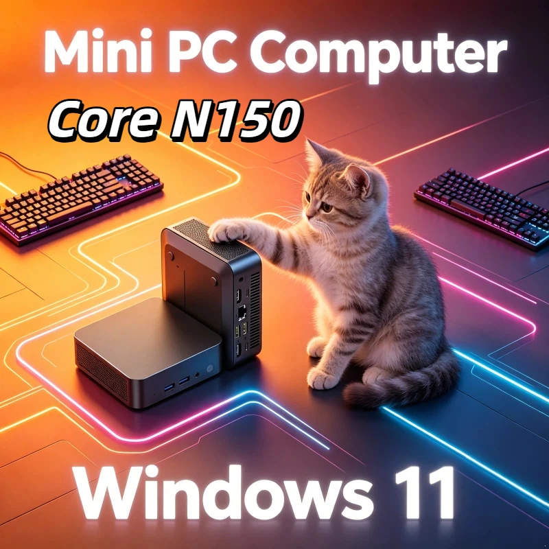 3년 보증 고휘도 4K HD 미니 데스크탑 PC 코어 N150 윈도우 11 프로 32..