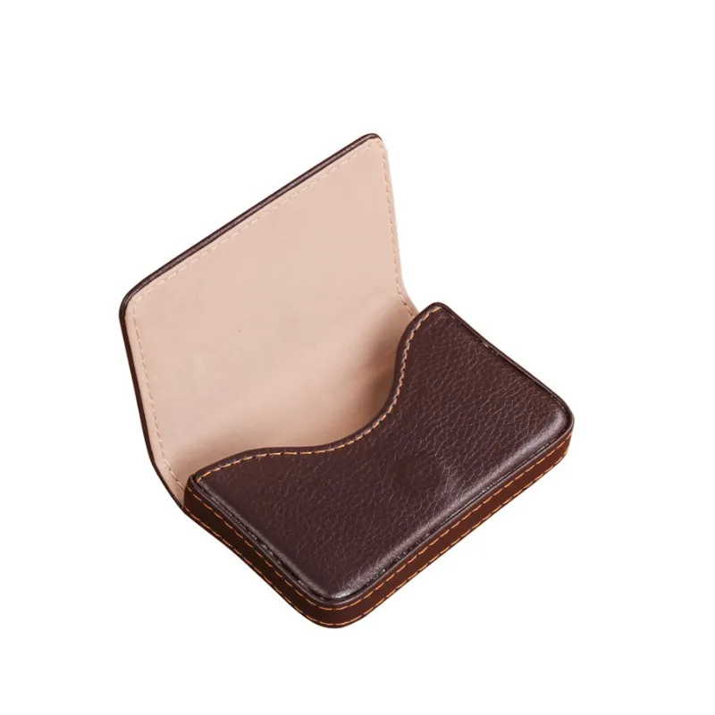 Stitching PU Leather Credit Card Holder Female Business Card Holder Magnetic Sealed Wallet Convenient Practical for Going Out