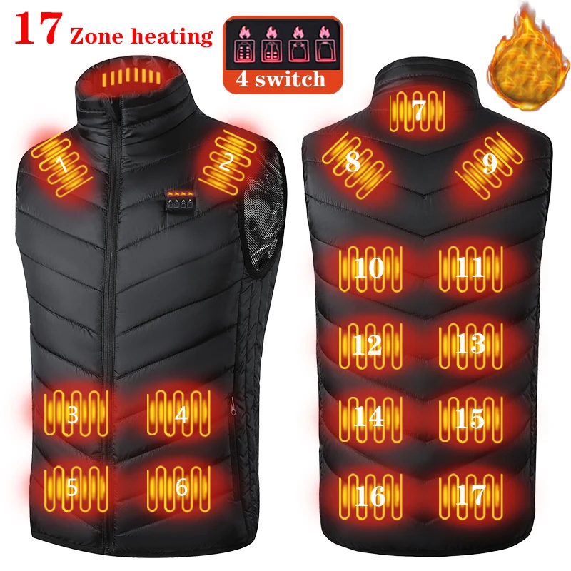 9/13/17 Multi-zone Usb Heated Jacket Sleevelese Fast Self Heated Vest Men Winter Hunting Verwarmde Bodywarmer Electric Vest 발열조끼