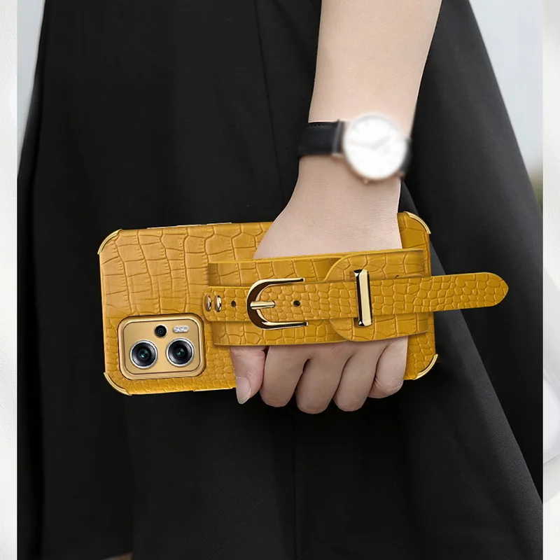 Wristband Hand Strap Leather Case For Xiaomi Redmi Note 11 11E Pro 5G 11s Mi 11T 12T Poco X4 GT X3 M3 M4 Pro 5G Soft Cover_voghion.com