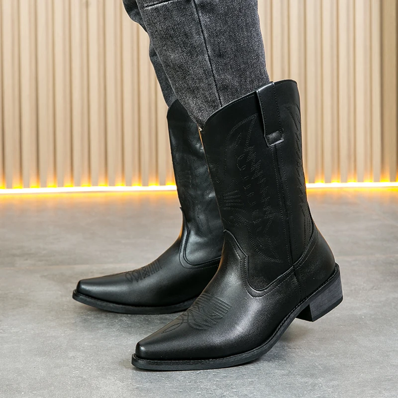 English Style Men's Chelsea Boots Pointed Tips Trendy Brown Work Boots High-end Banquet Dress Boots for Men‘s Free Delivery