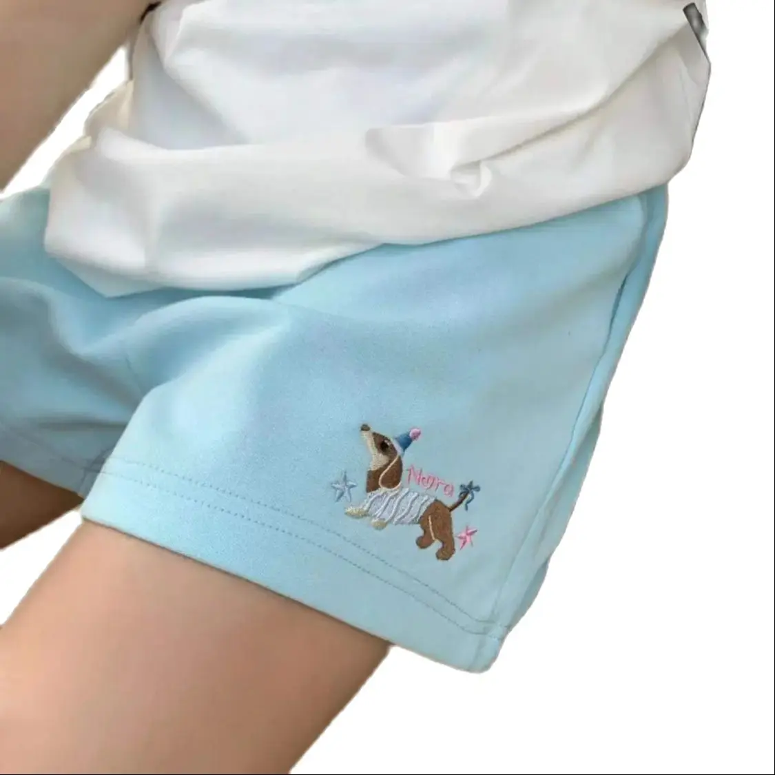 Shorts Puppy Embroidery Women Summer Loose Solid Embroidery BF Wide-Leg Harajuku Casual Simple Ins Trendy All-Match Sweatpants
