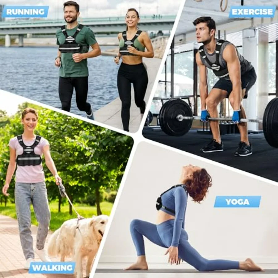 Adjustable Weighted Vest for Women Men, 6-18 LBS Weighted Walking Vest with 8 Ironsand Weights & Reflective Strip, Strength Trai