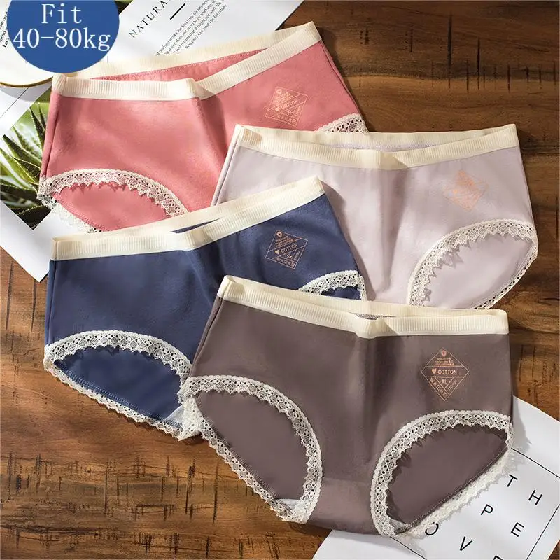 

New Lace Cotton Women's Panties Sexy Lingerie Briefs Girls Elastic Panty Breathable Underwear Plus Size Female Intimates Shorts