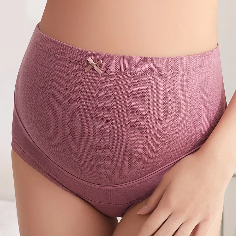 Adjustable Belly Support Maternity Women Lace Solid Color Pure Cotton High Waist Pregnant Panties maternity panties