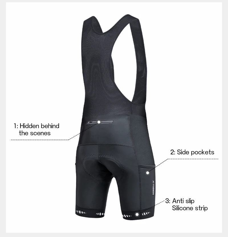 X-TIGER Winter Thermo-Radhose 5D Gel gepolsterte Radhose Herren Mountain Road Radfahren Trägerhose für 5–15 ℃ Winterwärme – Detail 4