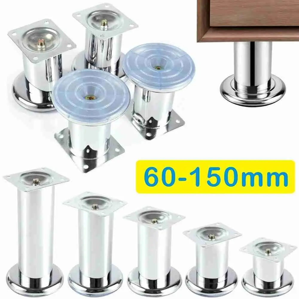 

1pcs 6-15cm Metal Furniture Legs with Screws Chrome Plated Sofa Feet Silver Straight Tube for Tv Stands Table Legs Living Room