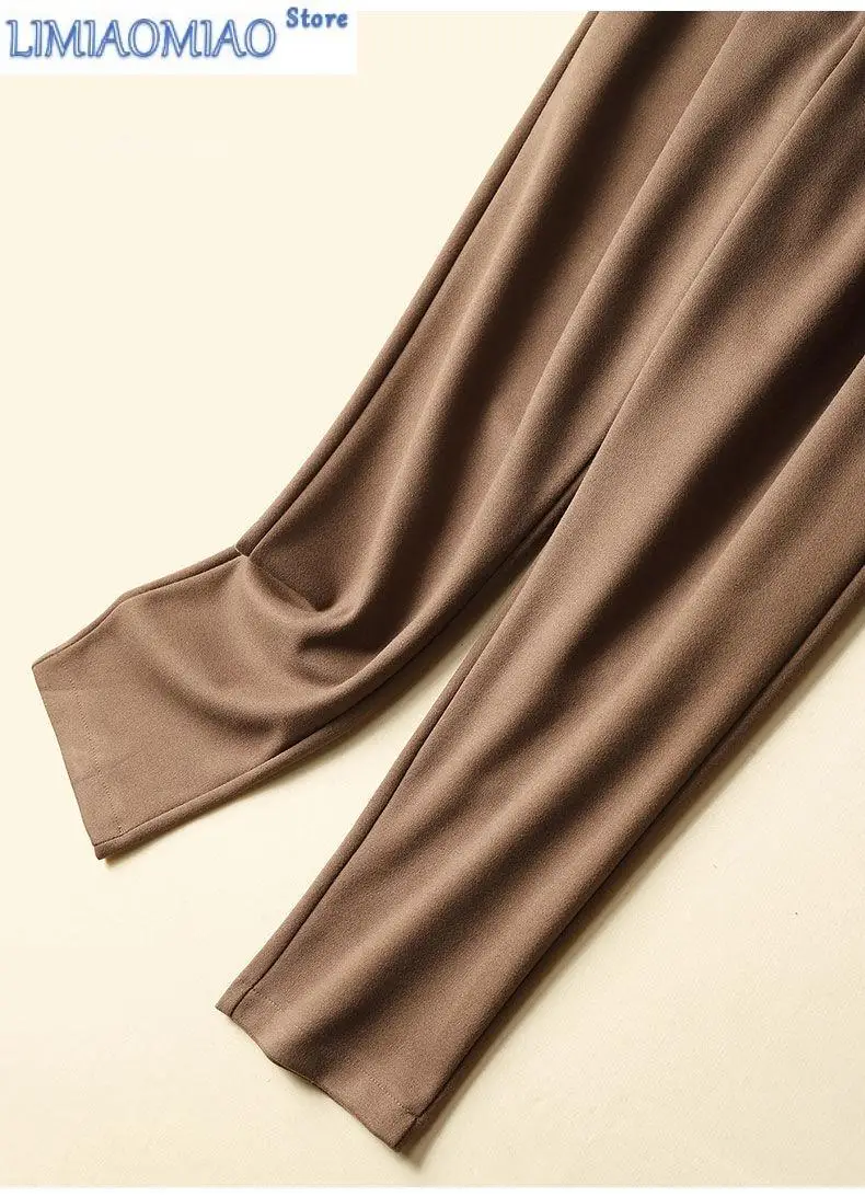 New Warm and Slim Casual Pants Autumn Winter Woolen Straight Leg Nine Pants Commuter Pants with Haren cargo pants women