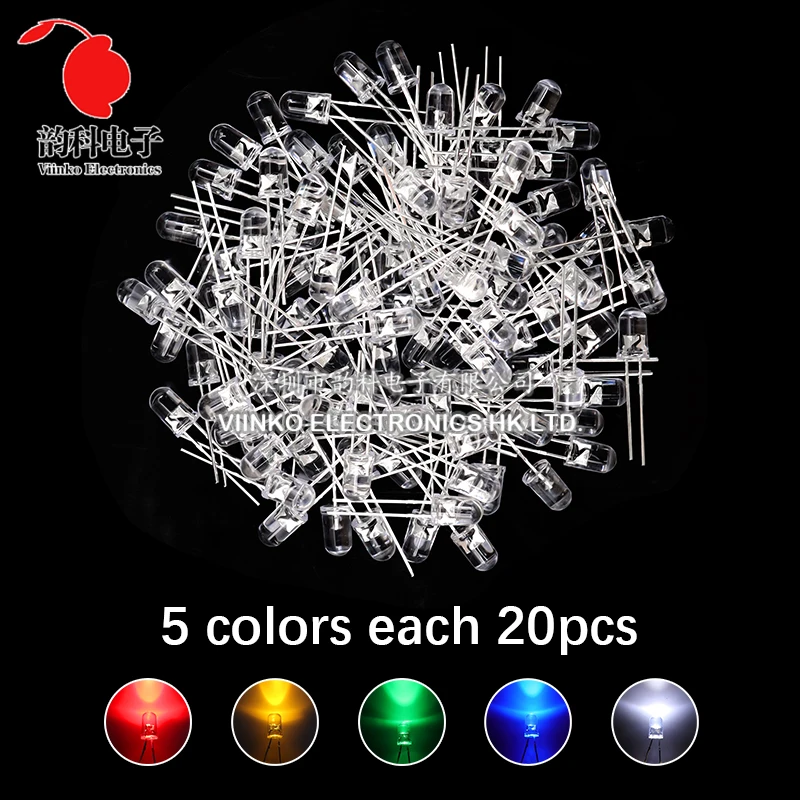 Multicolor Light Emitting Diodes Electronics Kit - Assorted LED Diodes in Various Sizes and Colors