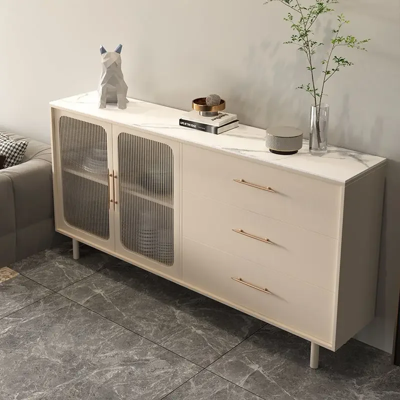 Nordic Household Cabinets Sideboards Living Room Solid Wood Cabinets Multifunctional Storage Locker White Cupboard with Drawers