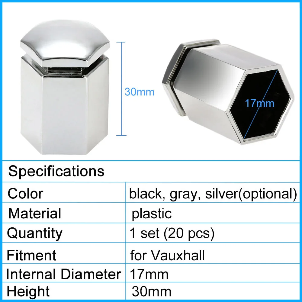 20Pcs Special 17mm Car Wheel Nut Bolt Covers Plastic Caps for Vauxhall