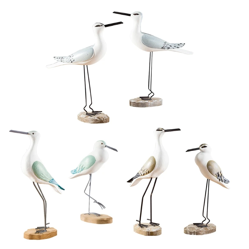 Lot De 2 Figurines Mouettes En Bois – Décoration Nautique Vintage Pour Maison, Bureau Ou Déco Plage