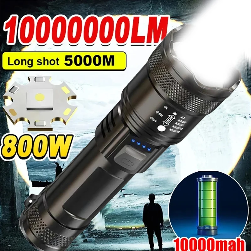 Torcia a LED, torcia IP65 resistente all'acqua, zoomabile, ricaricabile (per campeggio, escursionismo ed emergenza) con luminosità di 1200 lumen | Leroy Merlin Torcia a LED, torcia IP65 resistente all'acqua, zoomabile, ricaricabile (per campeggio, escursionismo ed emergenza) con luminosità di 1200 lumen | Leroy Merlin