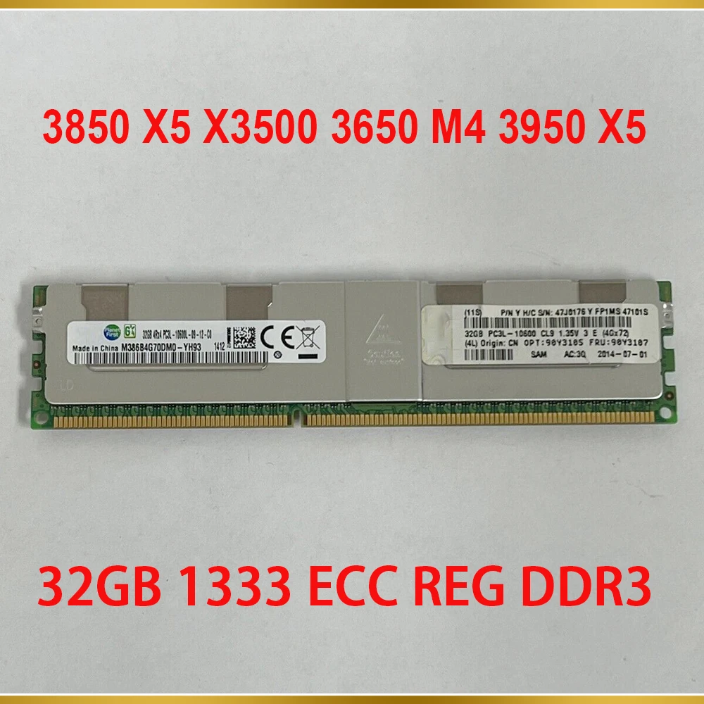 1PCS Server Memory For IBM 3850 X5 X3500 3650 M4 3950 X5 90Y3105 90Y3107 47J0176 32GB 1333 ECC REG DDR3 2 1PCS Server Memory For IBM 3850 X5 X3500 3650 M4 3950 X5 90Y3105 90Y3107 47J0176 32GB