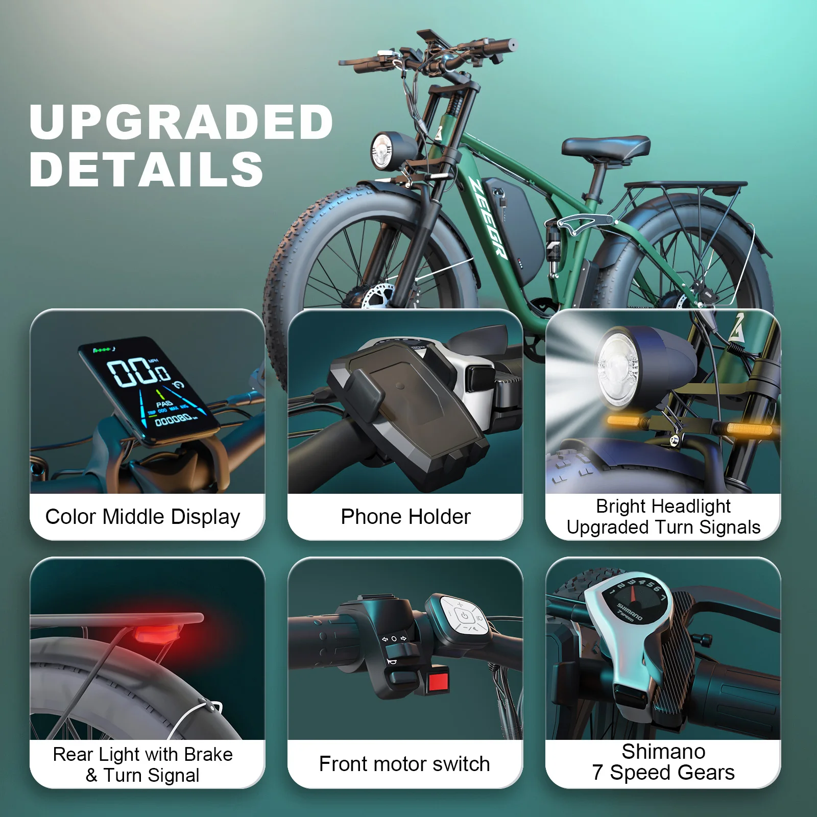Zeegr S148v E-Bike Dual 2000W Fat tire Ebike 8 Speed Snow Beach Bike 26*4.0 Fat Tire Taurus Electric Bicycles Full Suspension