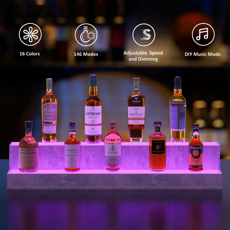 LED Illuminated Liquor Bottle Display Shelf