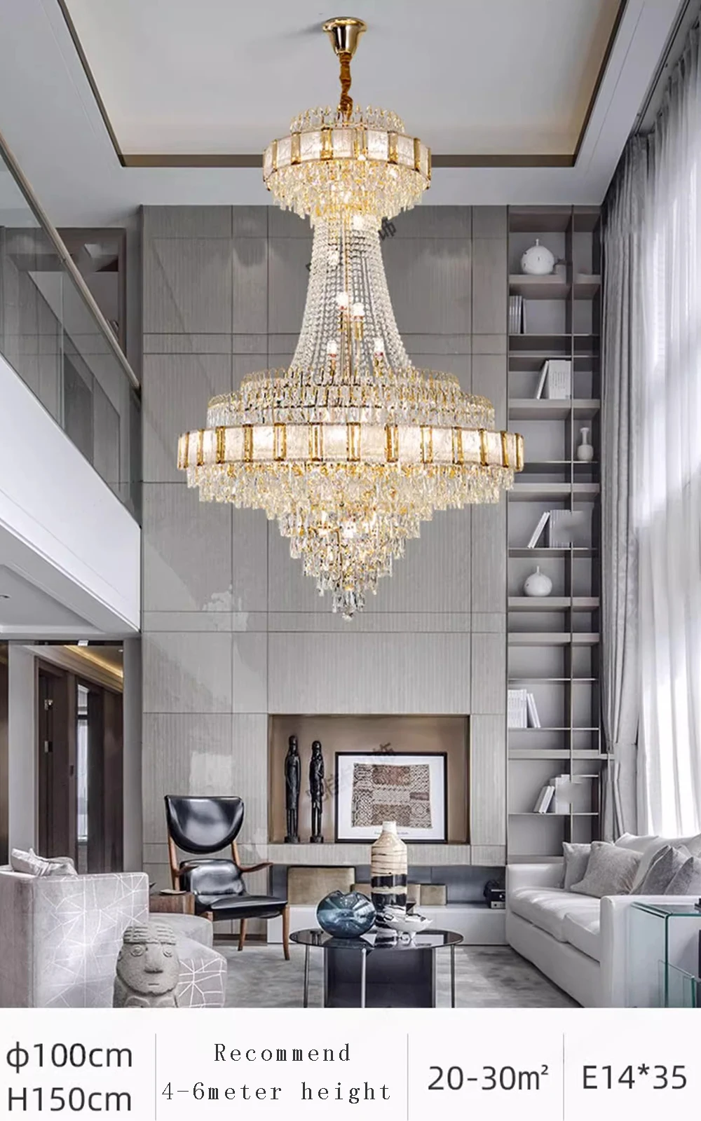 Chandelier Crystal Luxury Large Gold Nordic Home Decoration Led High-end Hanging Lamp Cristal Lustres for Staircase Villa Duplex