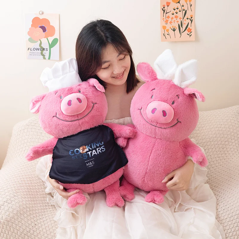 

Large Size Martha Pink Chef Pig Stuffed Plush Toy Animal Soft Cute Baby Bed Sleeping Pillow Doll Decoration Girls Holiday Gift