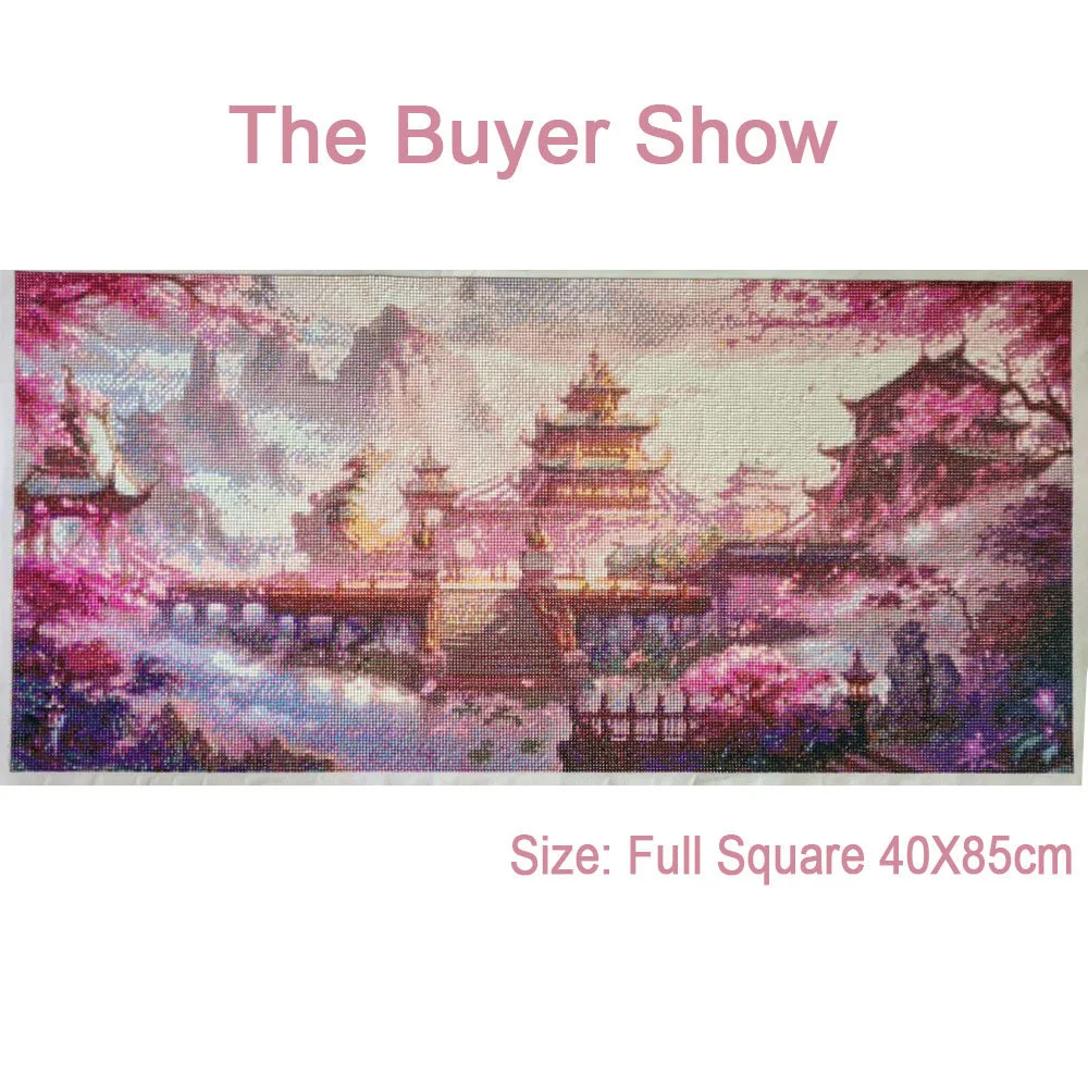 Diamond painting 5D DIY full square/round house mountain mosaic Sakura flower landscape wall decor