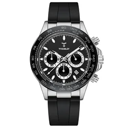 Elegant Men's Quartz Watch with Night Illumination - Perfect for Leisure, Business, and Gifting (Silver black)