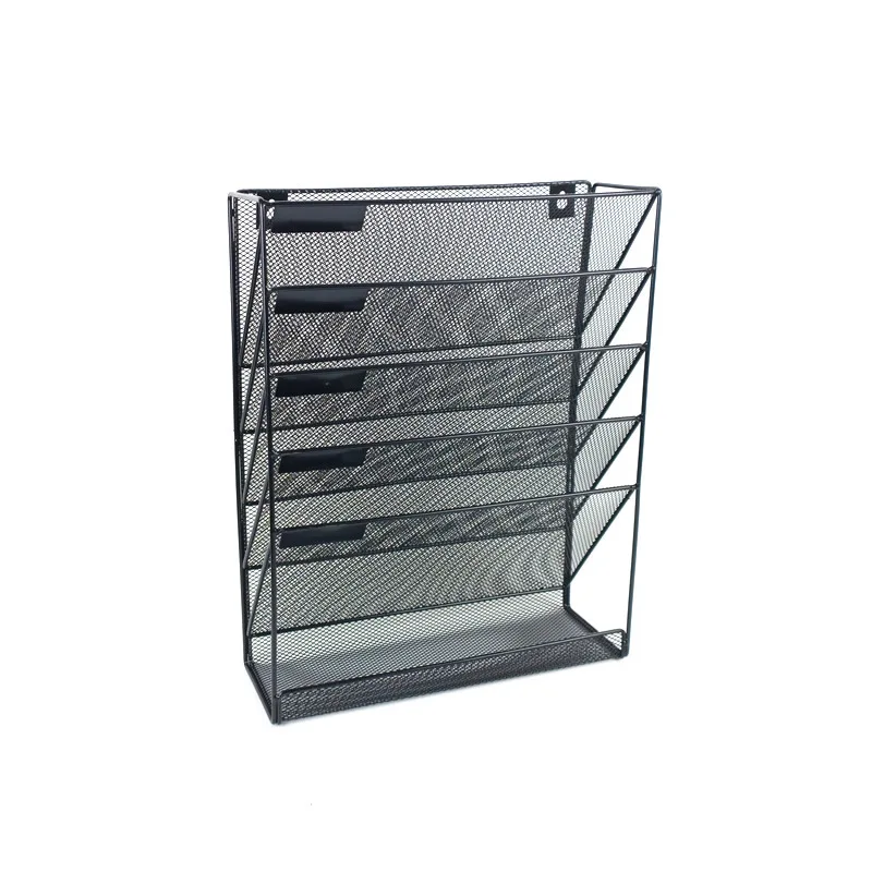 Wall-mounted File Rack Metal Multifunctional Data Rack A4 Paper Iron Art Office Desktop Hollowed Out Iron Mesh Black Silver