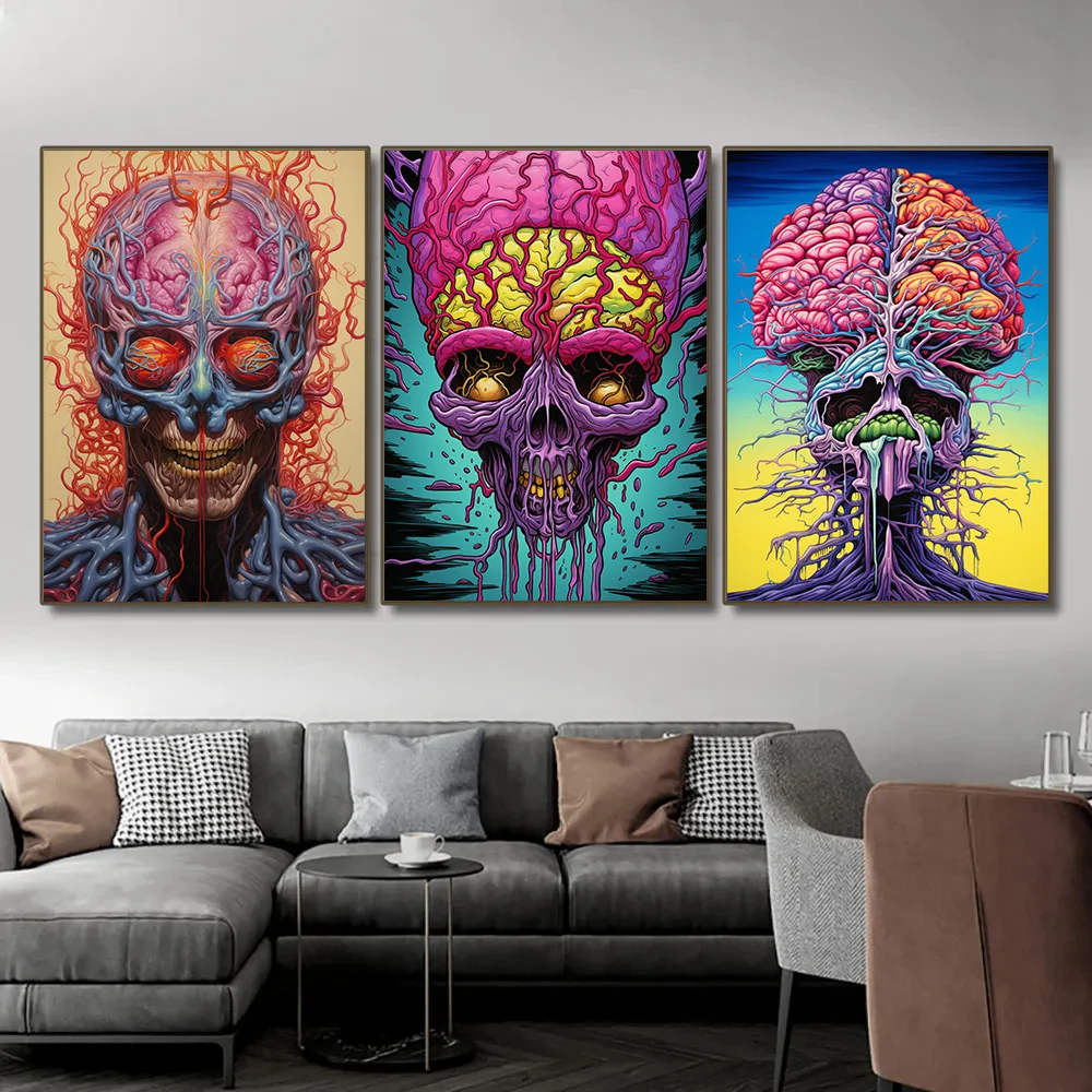 

1pcs Canvas Painting Abstract Art Skull Color Decorative Painting Paintings on the Wall Decoration Living Room Poster Arte Decor