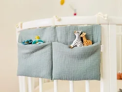 Sac de poussette à double grille pour bébé, stockage de couches en coton pur, jouets HI et Molar
