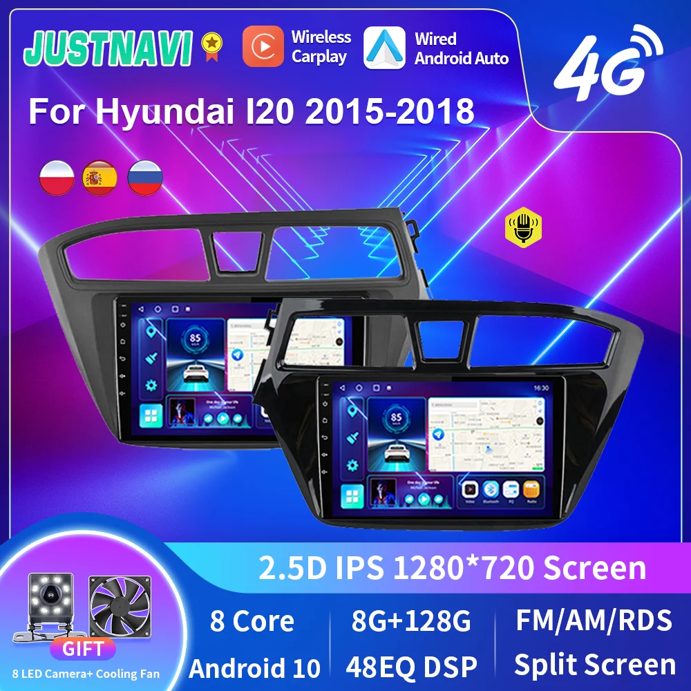 

JUSTNAVI Android Auto Car Radio For Hyundai I20 2015-2018 Stereo GPS Carplay Auto Multimedia Player No 2Din DVD Player Head Unit