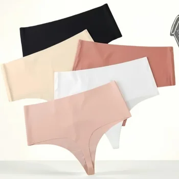 1Pc Women G-string Panties Seamless Thongs Female High Waist Underpants Summer Soft Panties Sexy Lingerie Comfy Thin Underwear 1