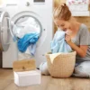 Acrylic Dryer Sheet Holder Container for Laundry Room Dryer Sheet Dispenser Laundry Room Organization Jars with Bamboo Lid 3