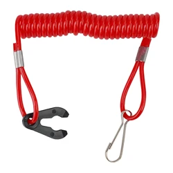 Outboard Engine Safety Kill Switch Lanyard with Emergency Stop Button (Red)